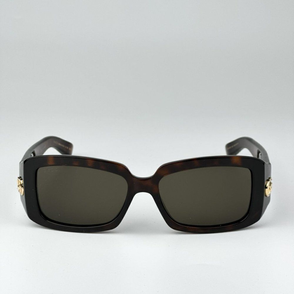 NEW Gucci GG1403S 002 Dark Havana Brown Unisex Rectangle Sunglasses GG 1403S - Picture 4 of 11